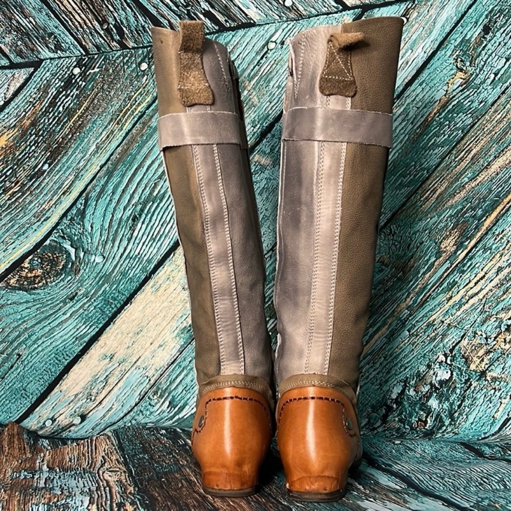 Kelsi Dagger Gray and Tan Leather Boots - Picture 3 of 6